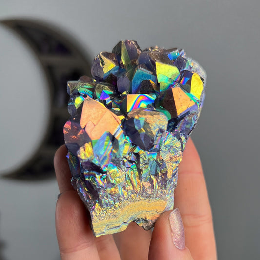 Rainbow Aura Amethyst Cluster