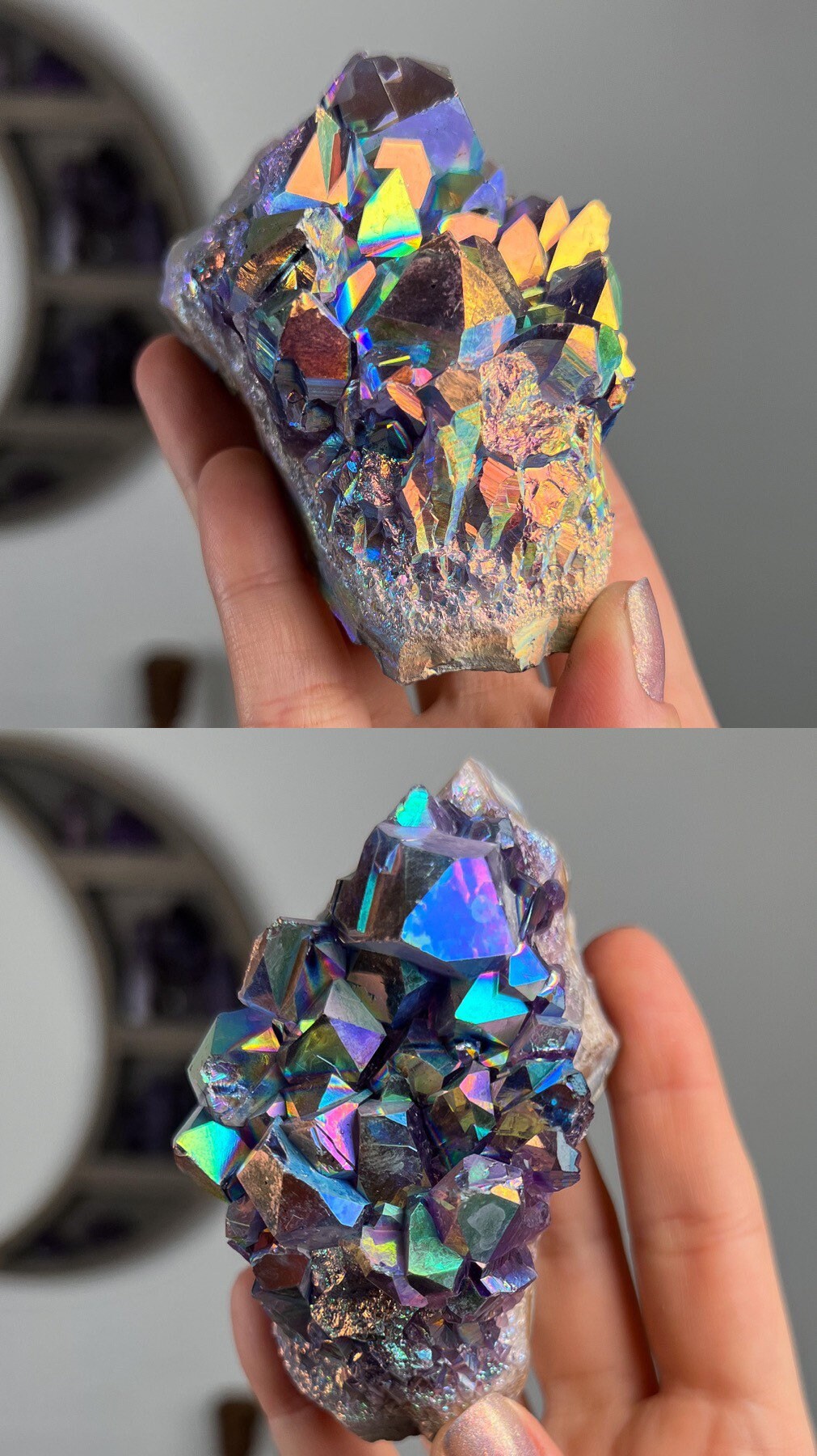 Rainbow Aura Amethyst Cluster