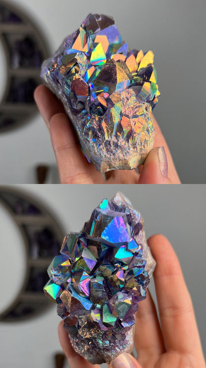 Rainbow Aura Amethyst Cluster