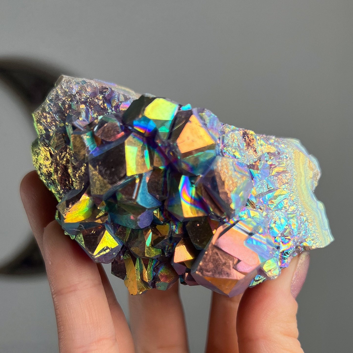 Rainbow Aura Amethyst Cluster