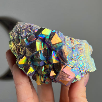 Rainbow Aura Amethyst Cluster