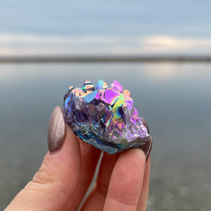 Rainbow Aura Amethyst Cluster