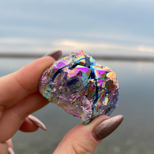 Rainbow Aura Amethyst Cluster