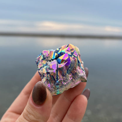 Rainbow Aura Amethyst Cluster