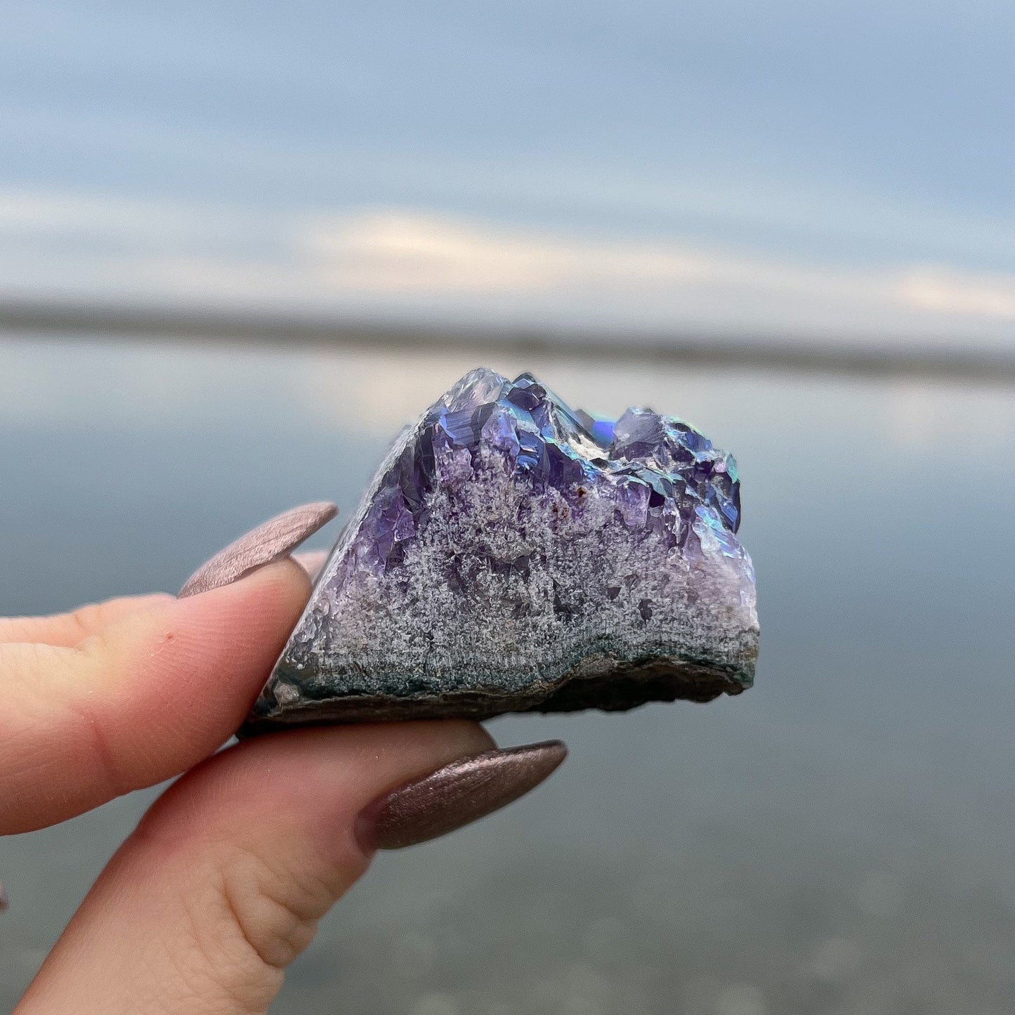 Rainbow Aura Amethyst Cluster