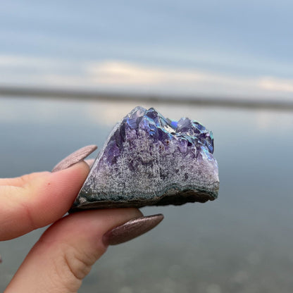 Rainbow Aura Amethyst Cluster