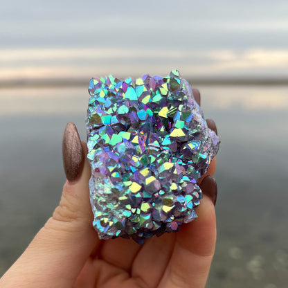 Rainbow Aura Amethyst Cluster