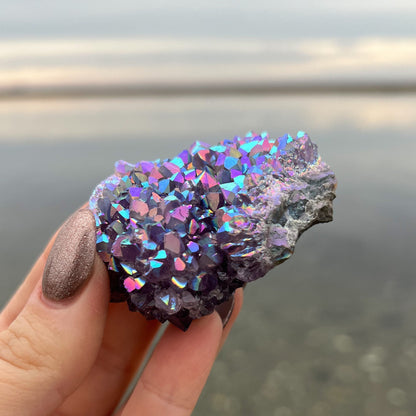 Rainbow Aura Amethyst Cluster