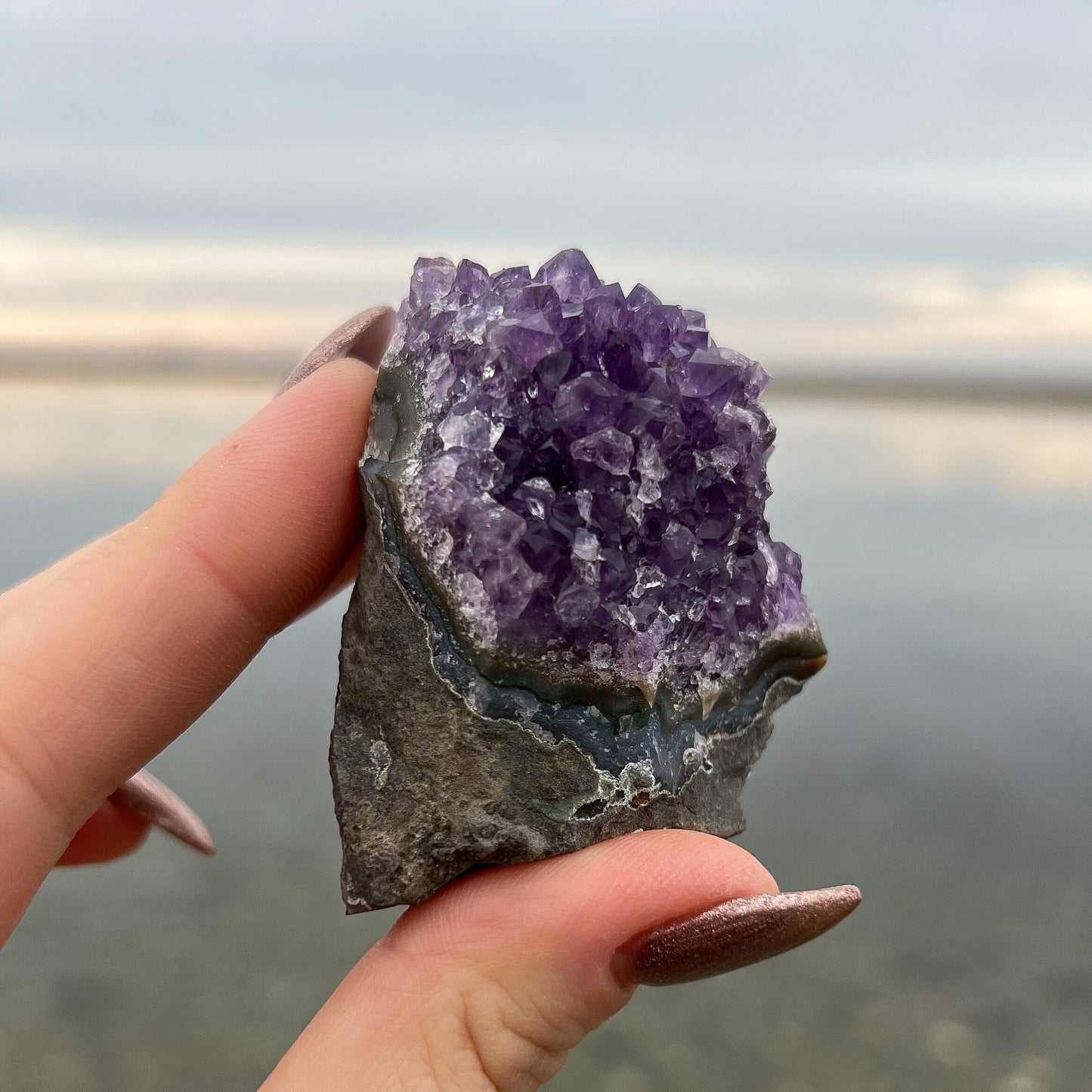 Rainbow Aura Amethyst Cluster