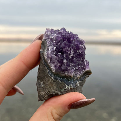 Rainbow Aura Amethyst Cluster