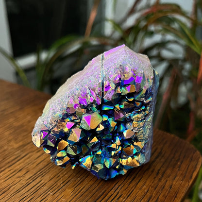 Rainbow Aura Amethyst Standing Cluster