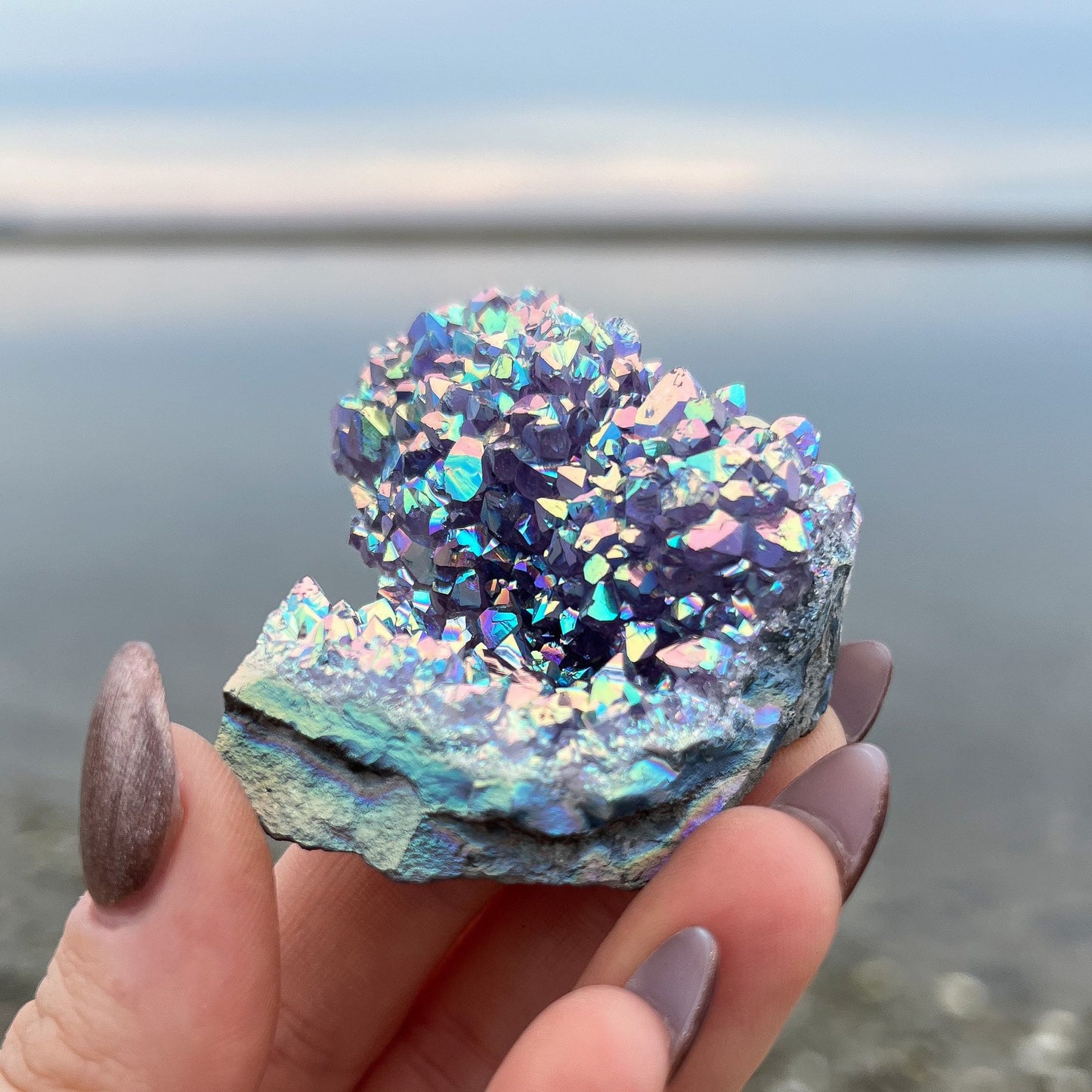Rainbow Aura Amethyst Flower