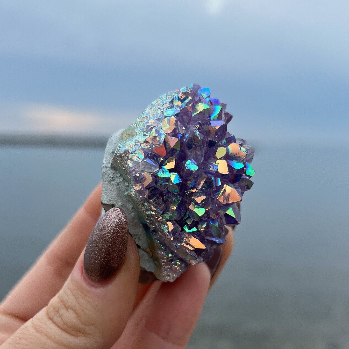 Rainbow Aura Amethyst Flower