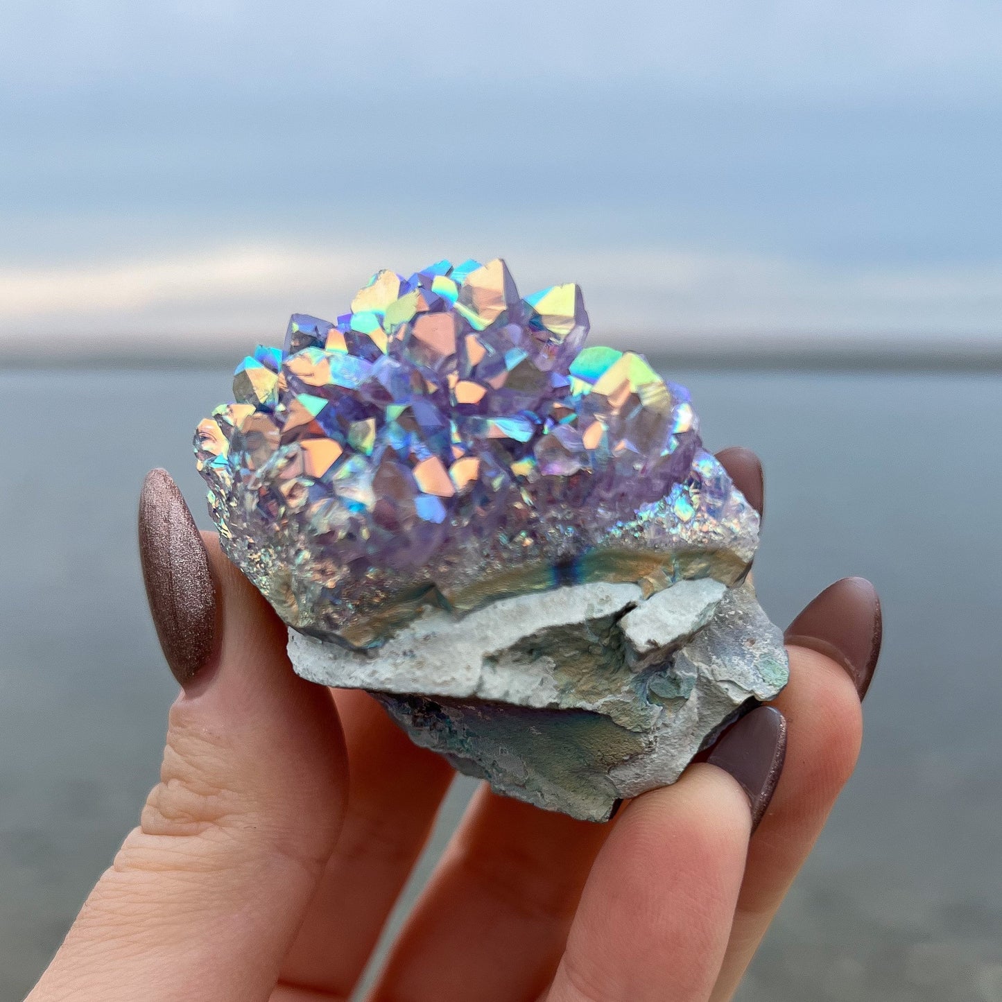 Rainbow Aura Amethyst Flower