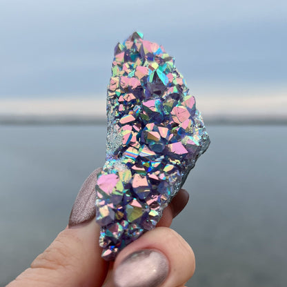 Rainbow Aura Amethyst Cluster