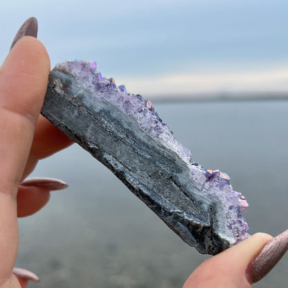 Rainbow Aura Amethyst Cluster