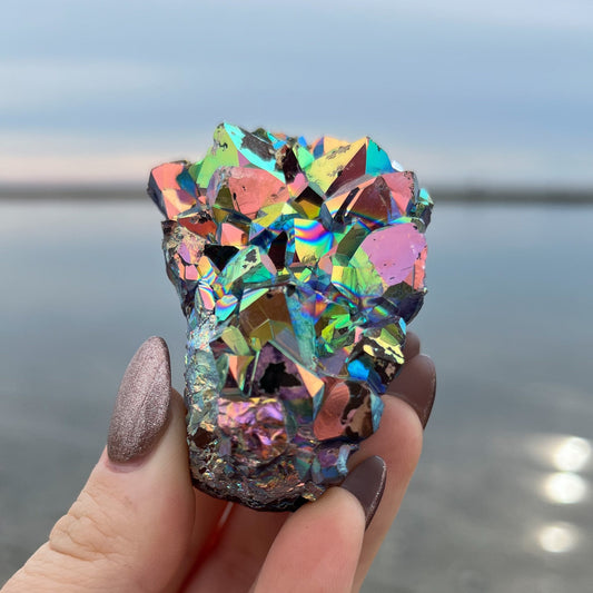 Rainbow Aura Amethyst Cluster