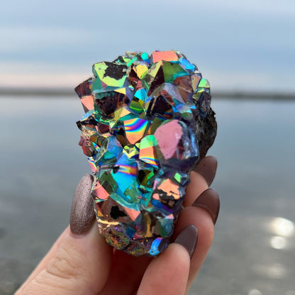 Rainbow Aura Amethyst Cluster