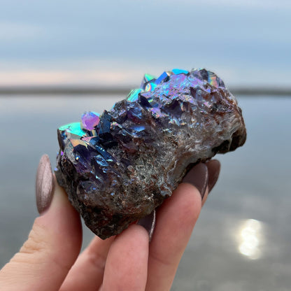 Rainbow Aura Amethyst Cluster