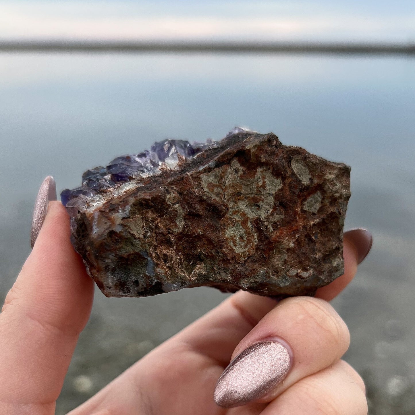 Rainbow Aura Amethyst Cluster