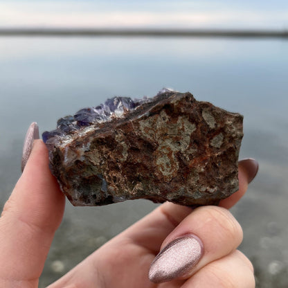 Rainbow Aura Amethyst Cluster