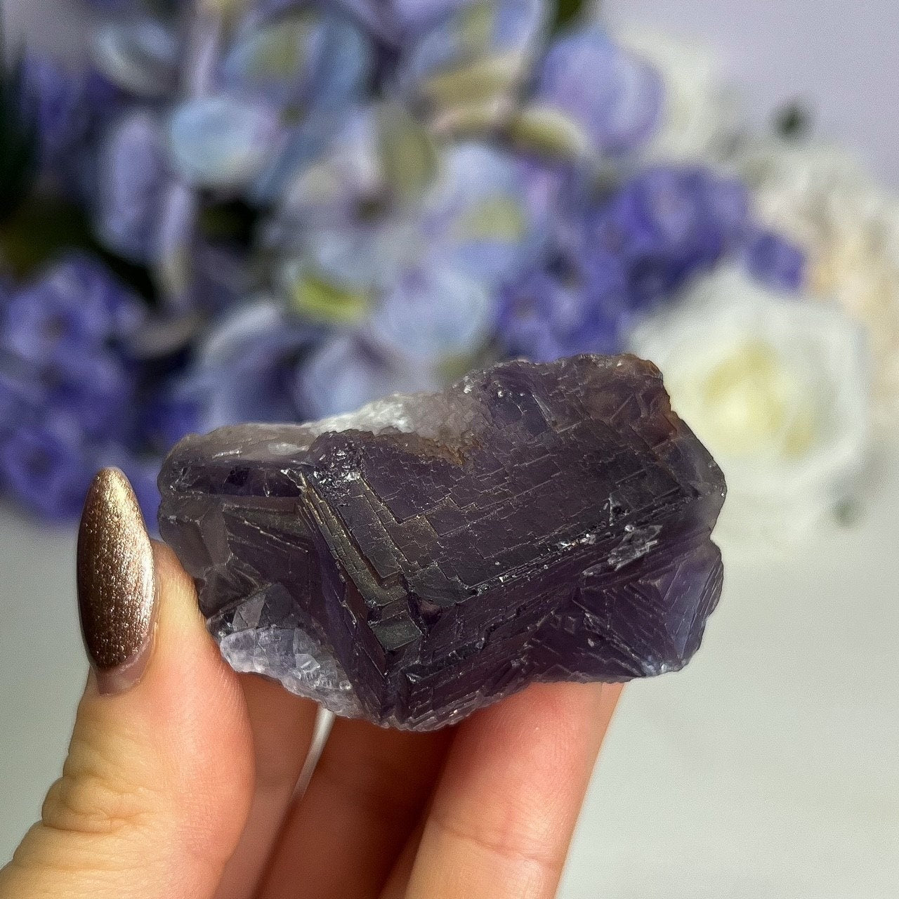 Raw Etched Purple Cubic Fluorite Cluster