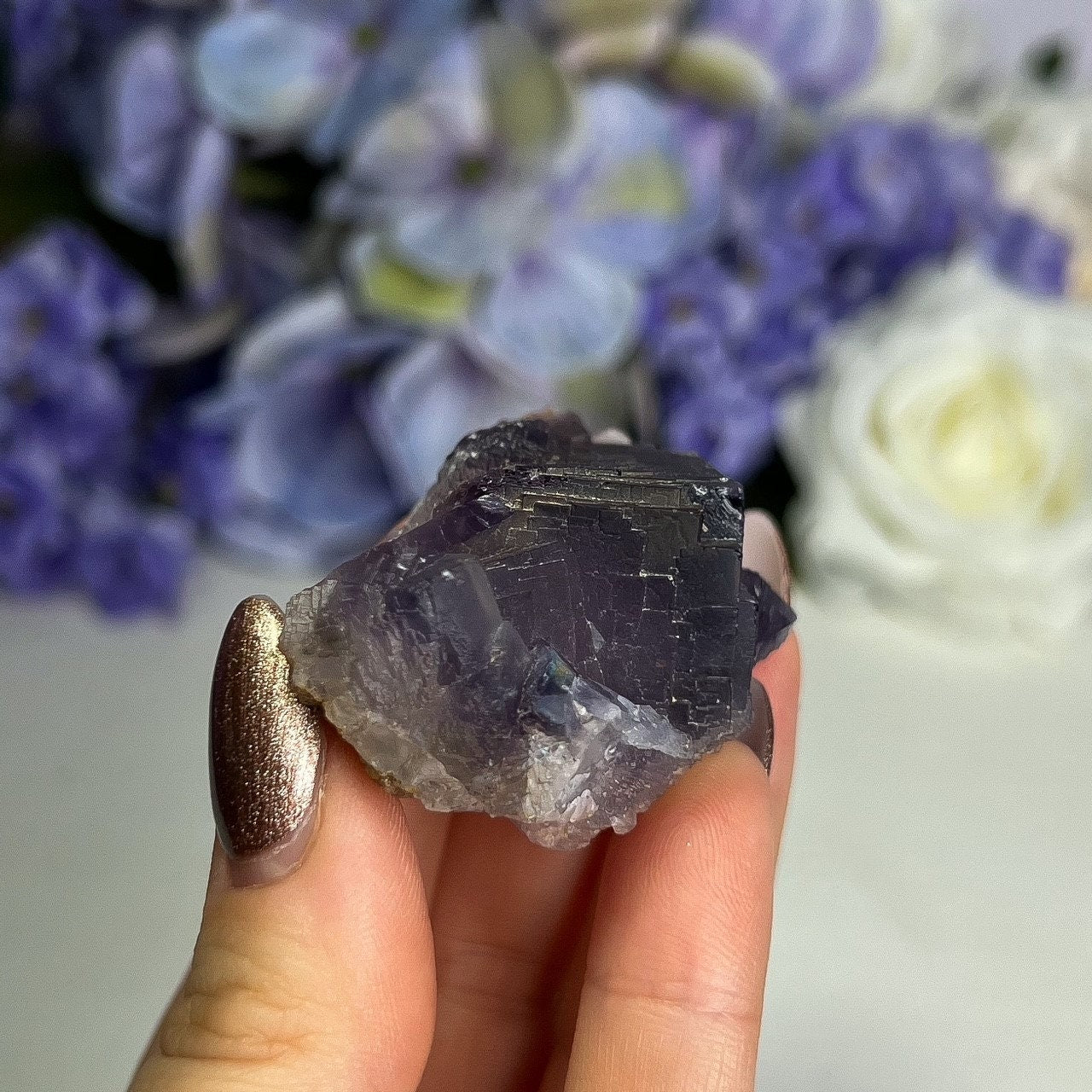 Raw Etched Purple Cubic Fluorite Cluster