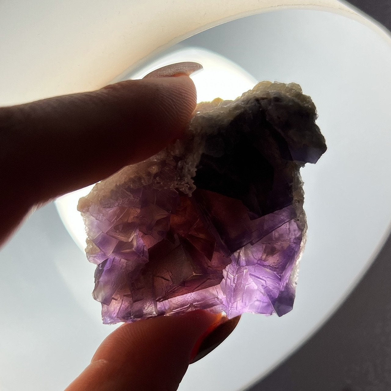 Raw Etched Purple Cubic Fluorite Cluster