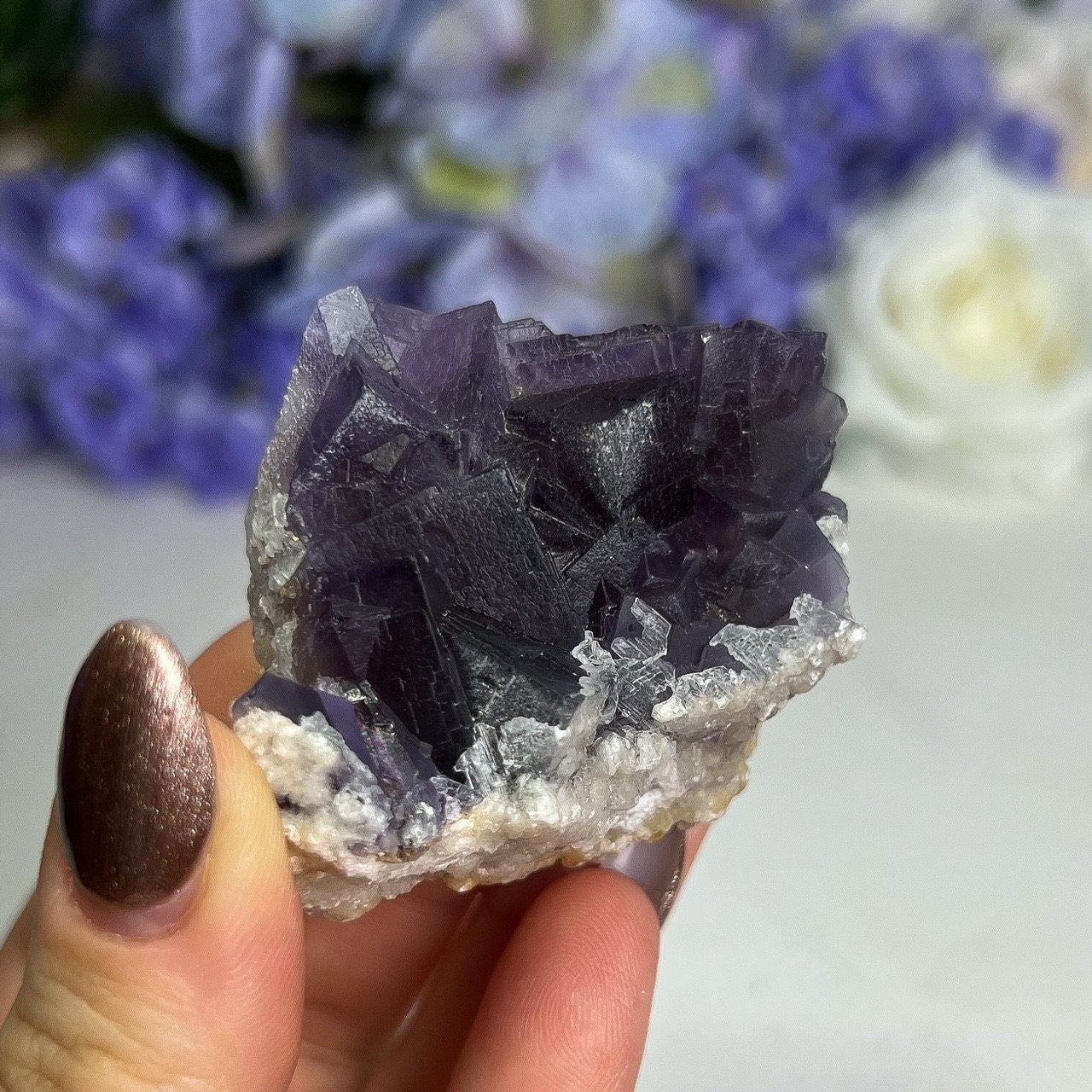 Raw Etched Purple Cubic Fluorite Cluster