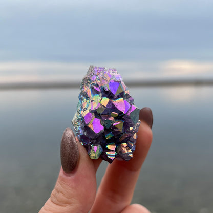 Rainbow Aura Amethyst Cluster