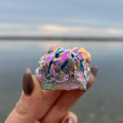 Rainbow Aura Amethyst Cluster