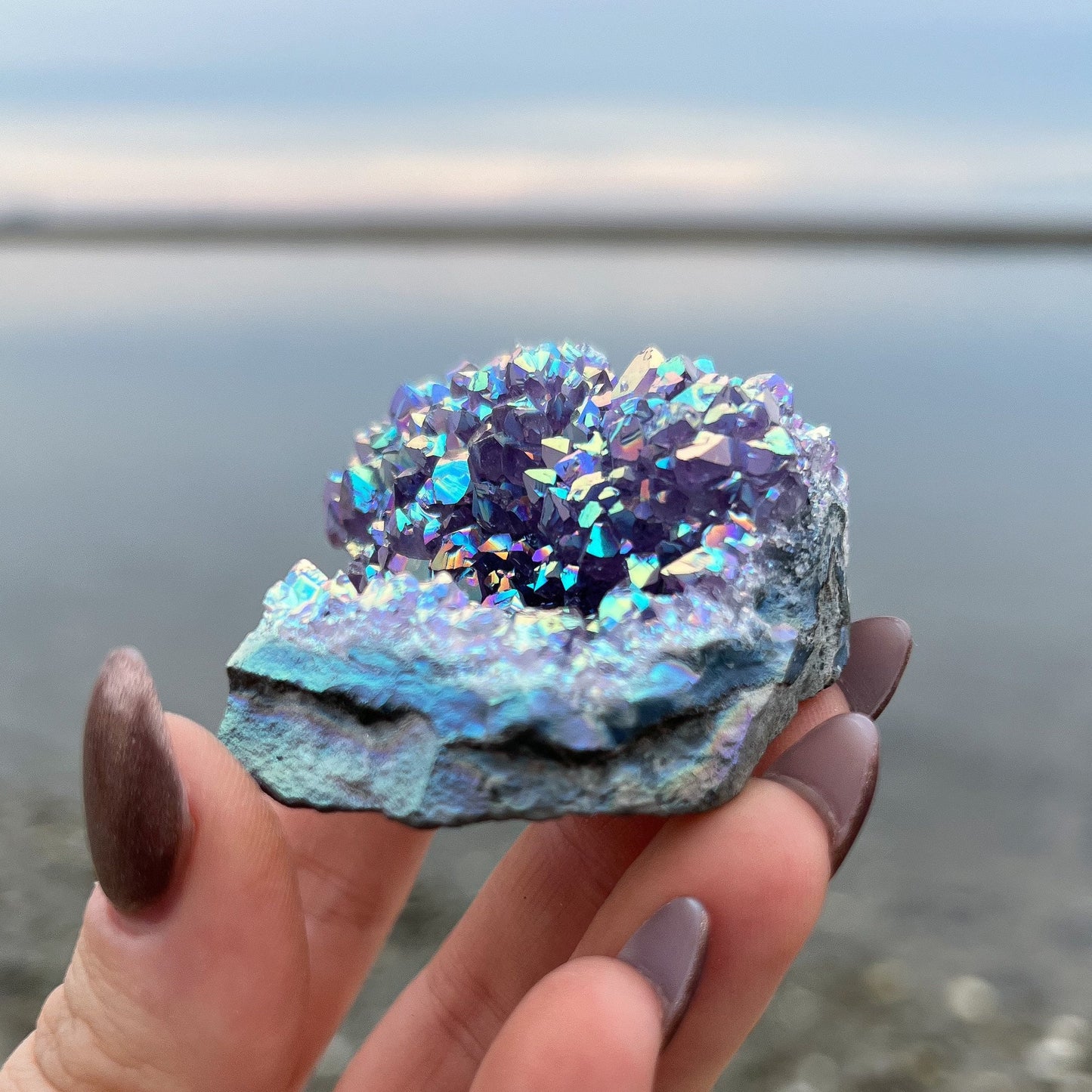 Rainbow Aura Amethyst Flower