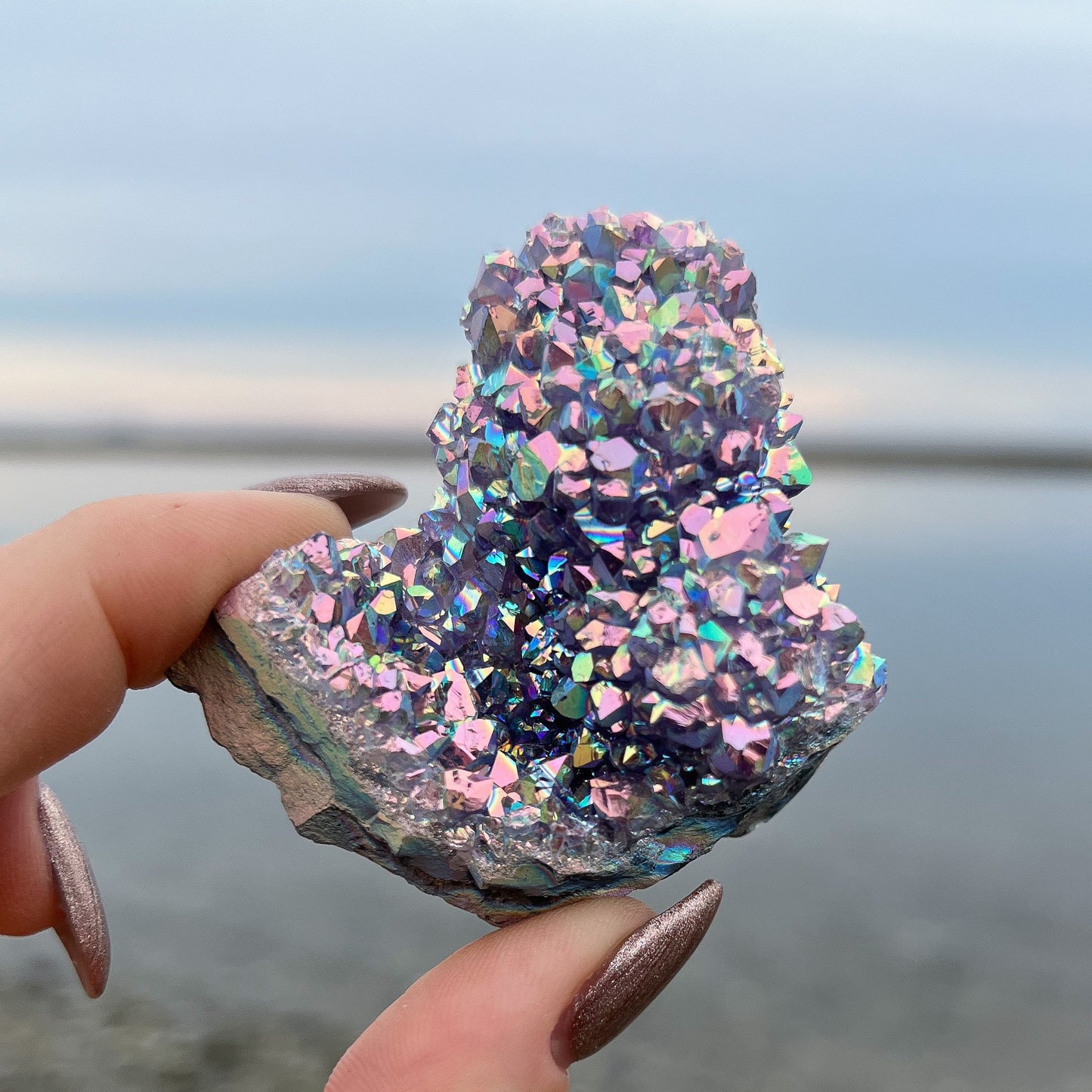 Rainbow Aura Amethyst Flower
