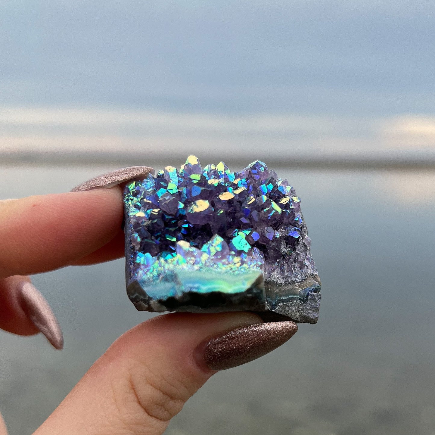 Rainbow Aura Amethyst Flower