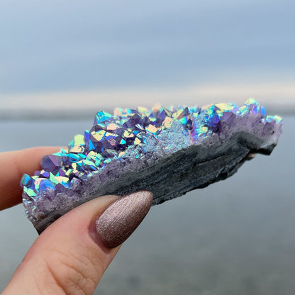 Rainbow Aura Amethyst Cluster
