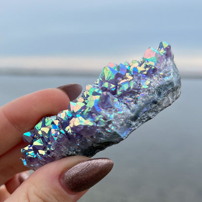 Rainbow Aura Amethyst Cluster