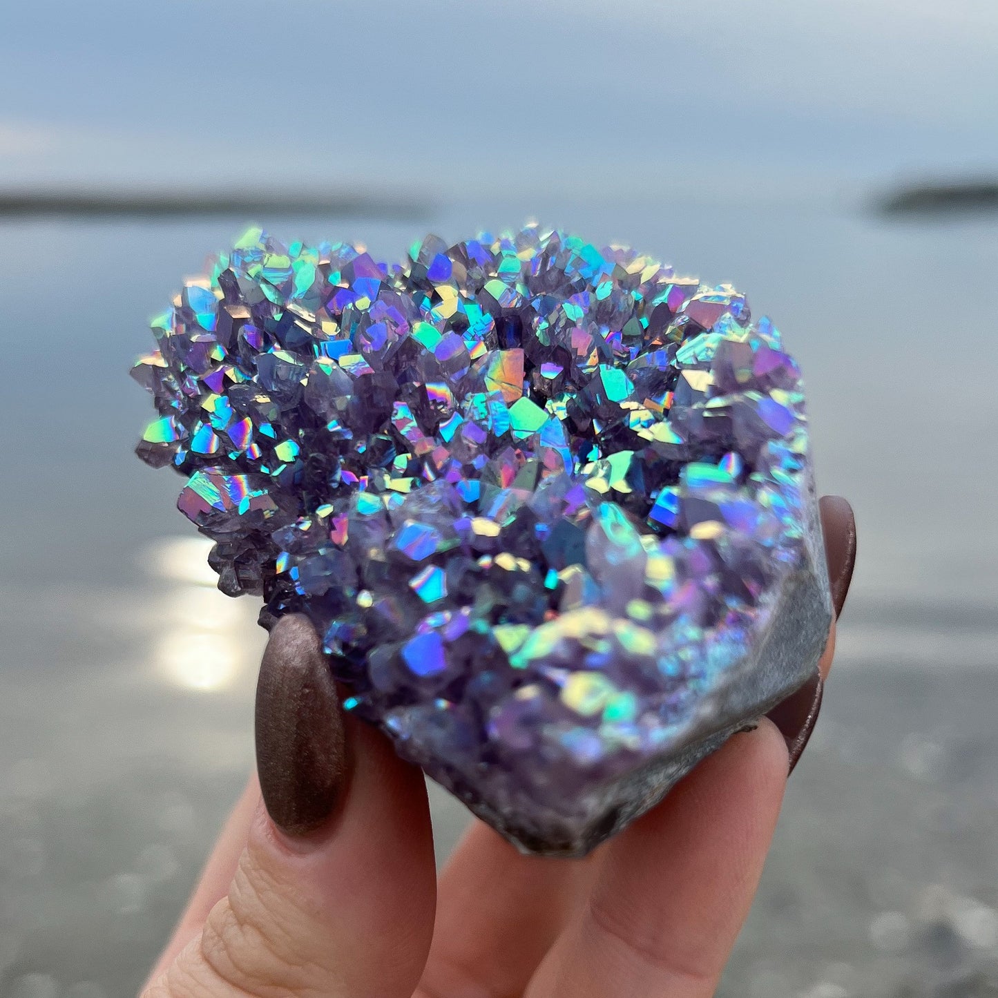 Rainbow Aura Amethyst Cluster