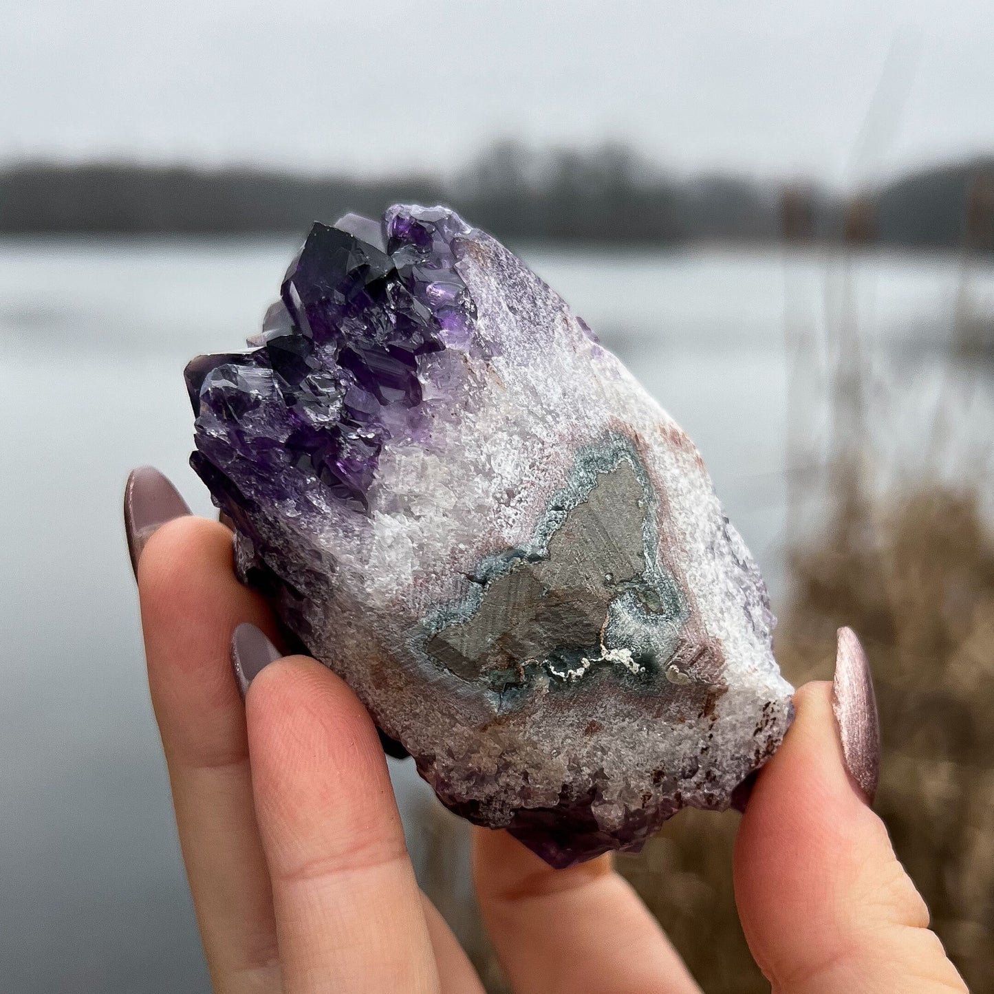 Rainbow Aura Amethyst Cluster