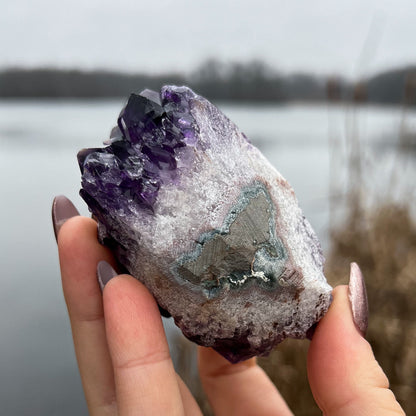 Rainbow Aura Amethyst Cluster