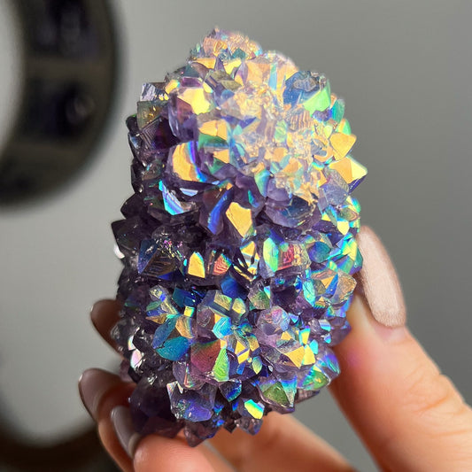 Rainbow Aura Amethyst Cluster