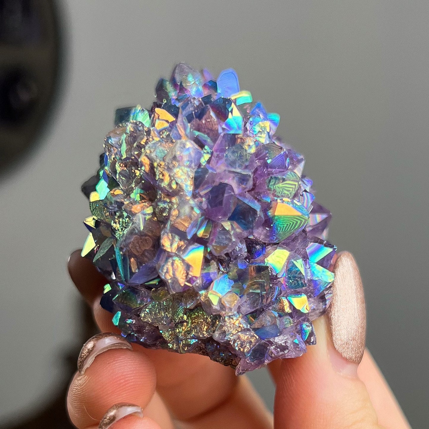 Rainbow Aura Amethyst Cluster