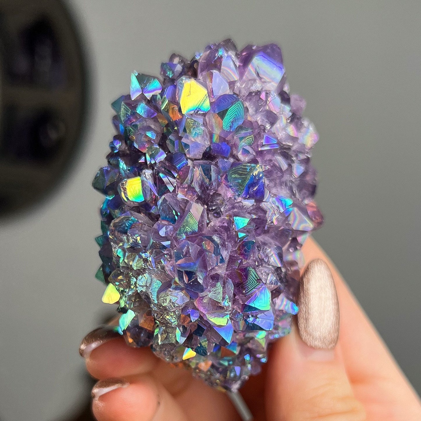 Rainbow Aura Amethyst Cluster