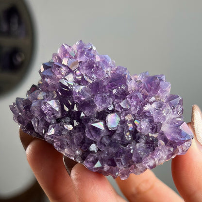 Rainbow Aura Amethyst Cluster