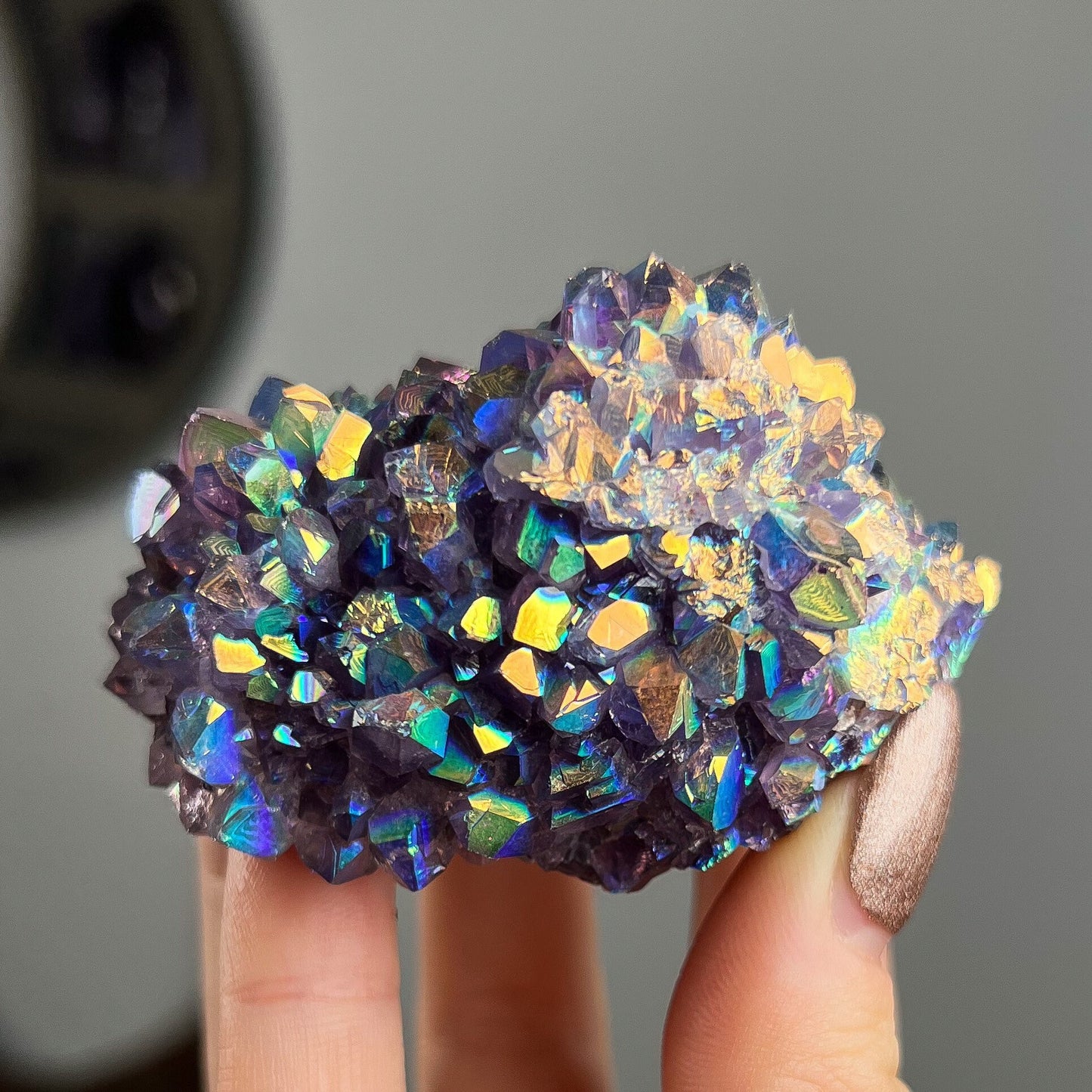 Rainbow Aura Amethyst Cluster