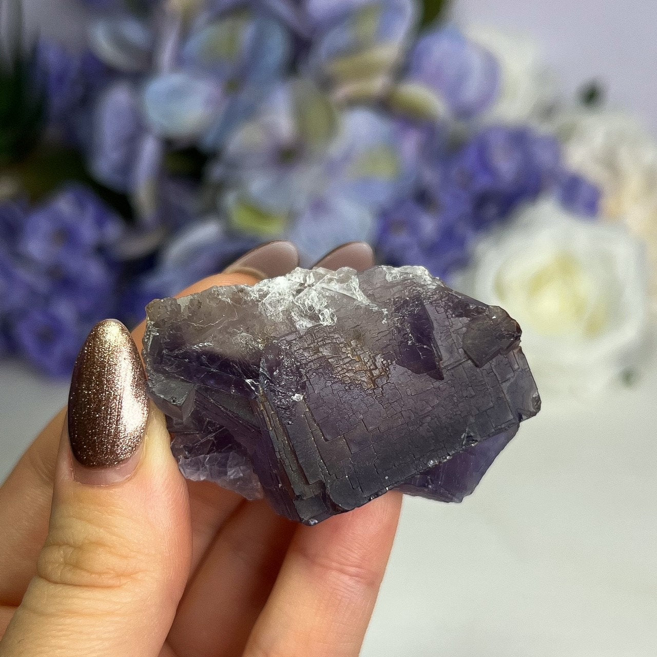 Raw Etched Purple Cubic Fluorite Cluster