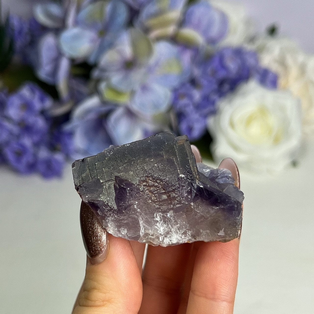 Raw Etched Purple Cubic Fluorite Cluster