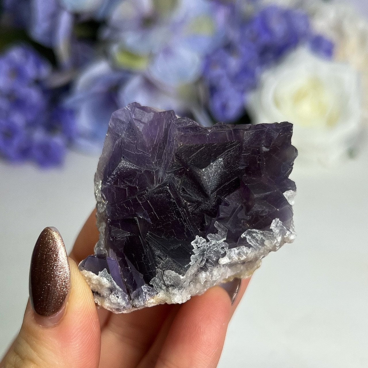 Raw Etched Purple Cubic Fluorite Cluster