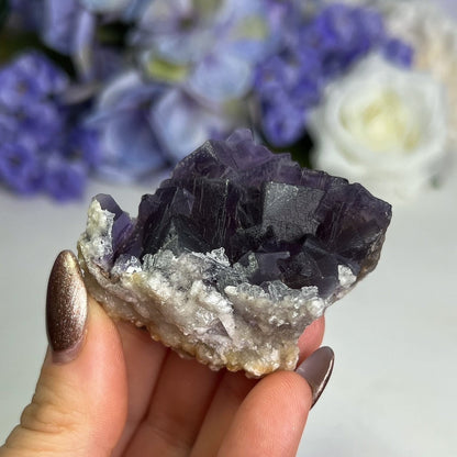 Raw Etched Purple Cubic Fluorite Cluster