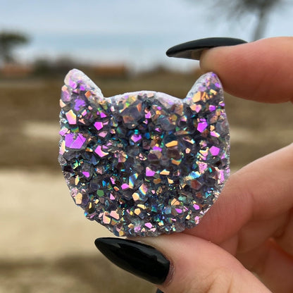 Rainbow Aura Amethyst Cat
