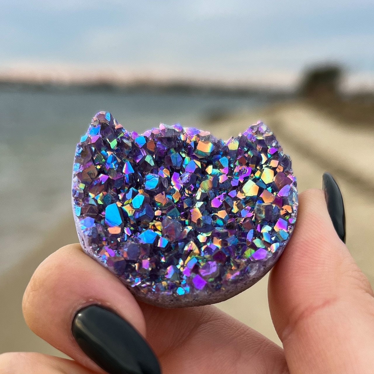 Rainbow Aura Amethyst Cat